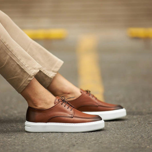 Tan Shaded Lace up Sneakers