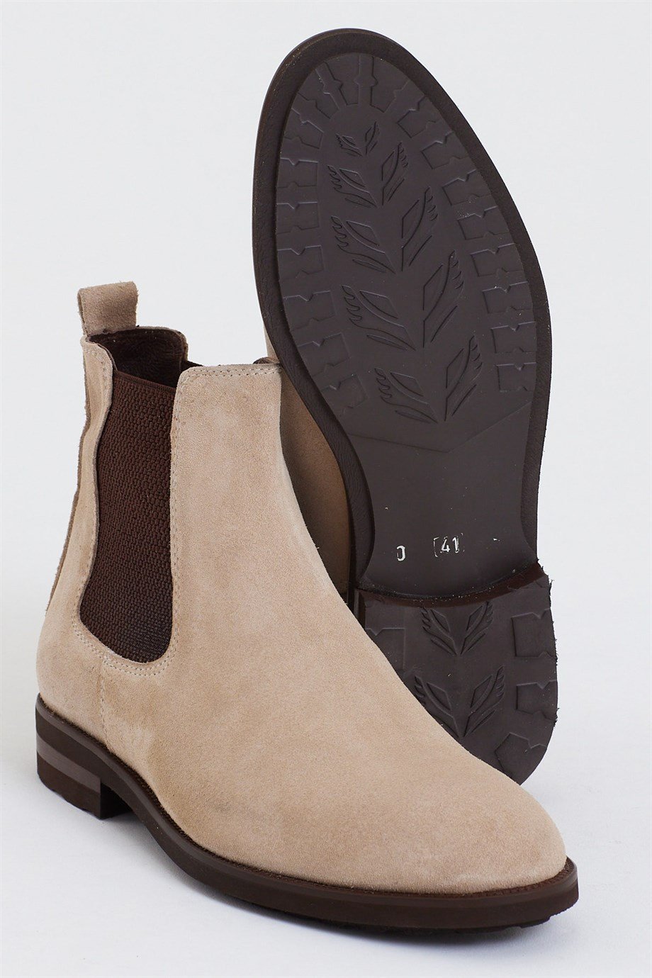 Beige Suede Chelsea Boots