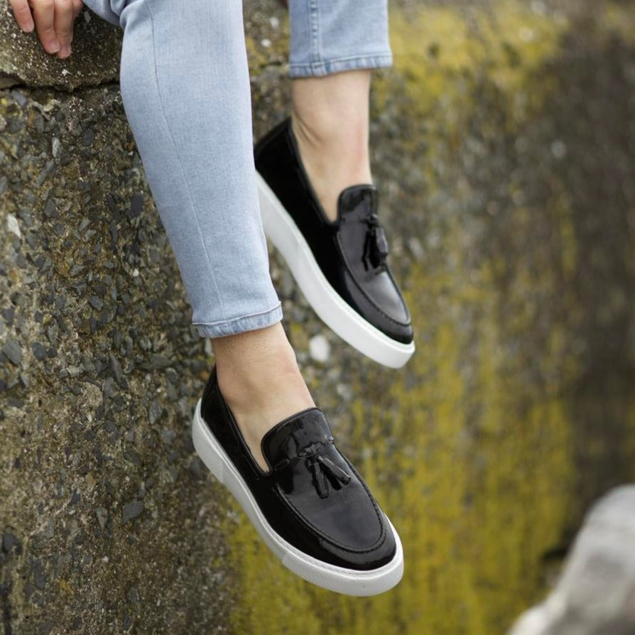 Black Belgian Tassel Loafer