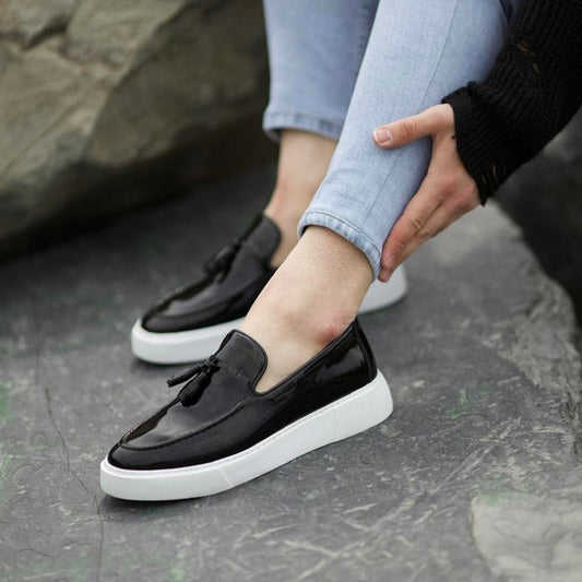 Black Belgian Tassel Loafer