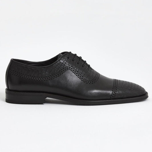 Black Printed Leather Laces