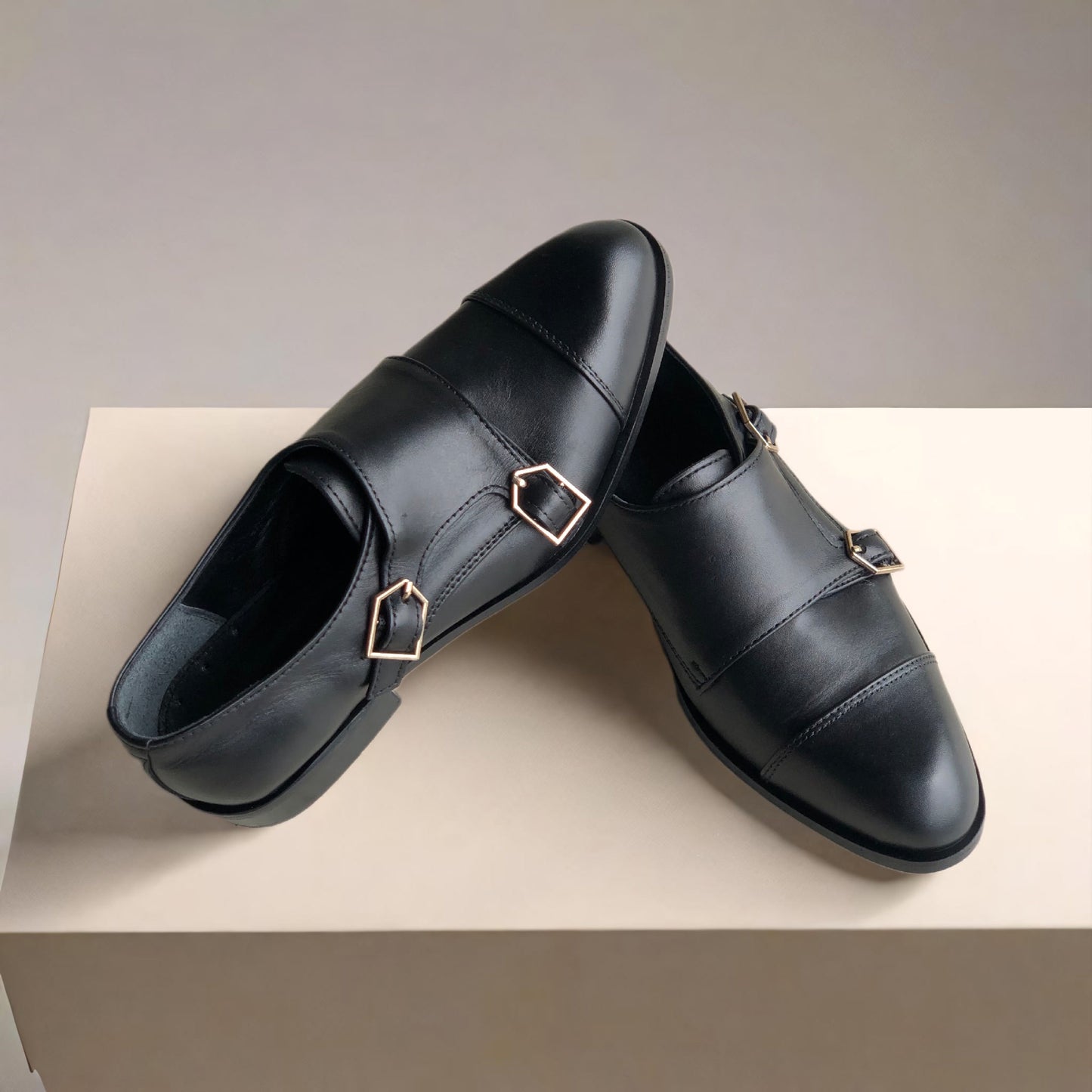Black Double Monk Straps