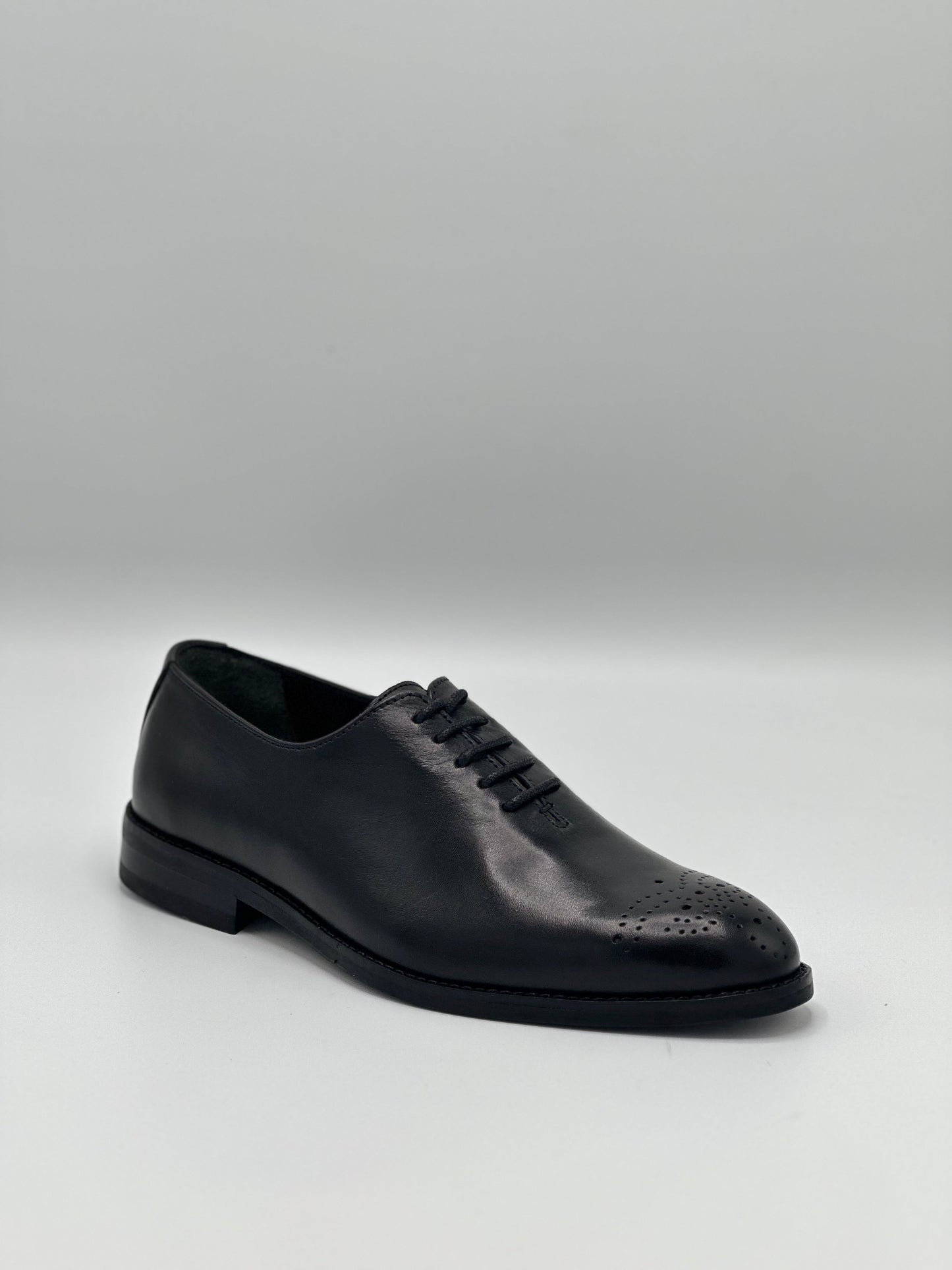 Black Whole Cut Toe Brogue
