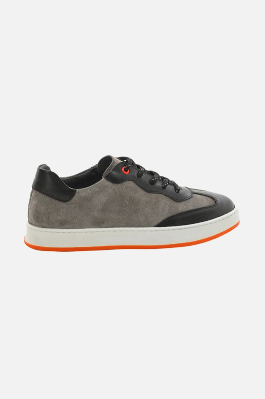 Grey Calf And Black Suede Sneakers