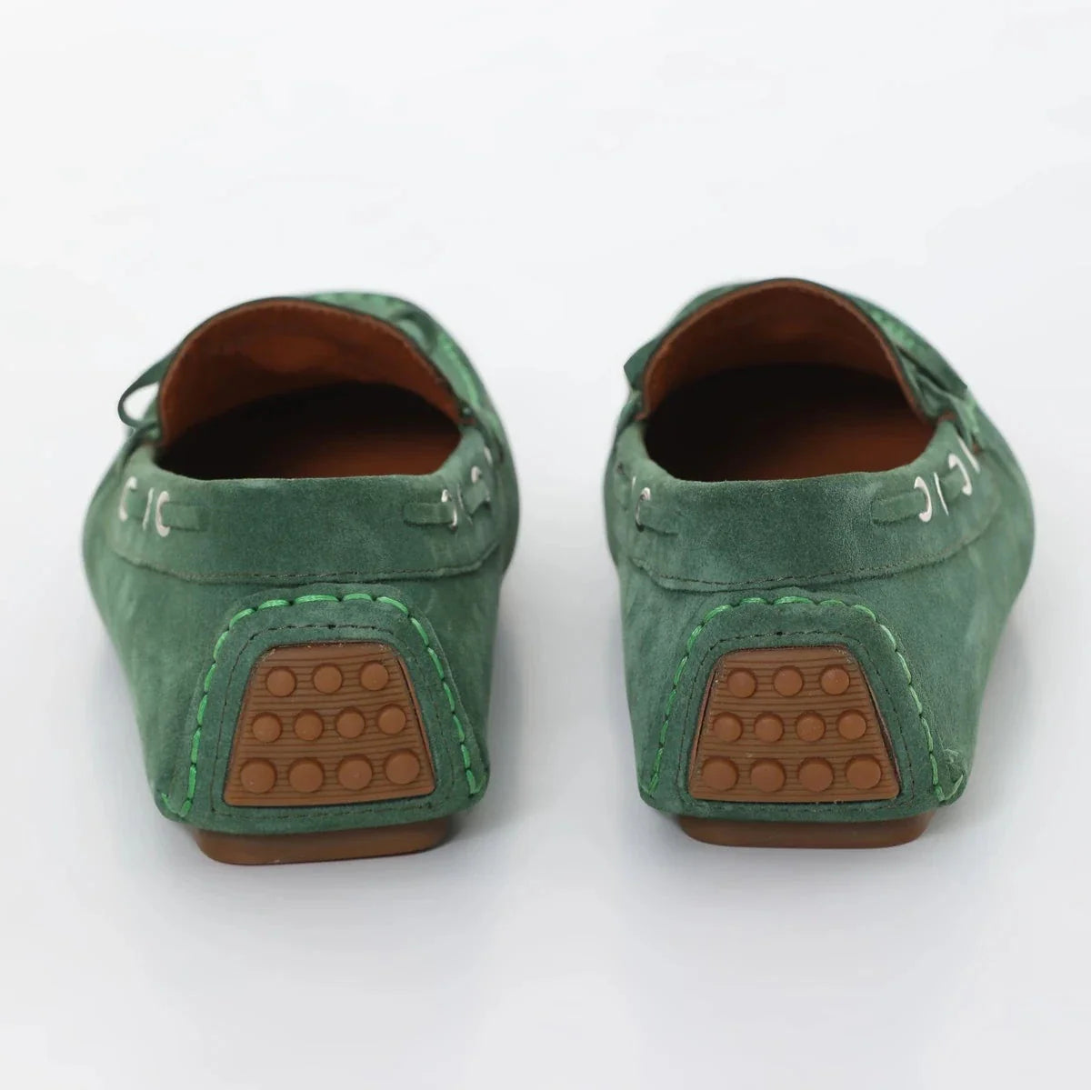 Olive Green Suede Driving Loafers