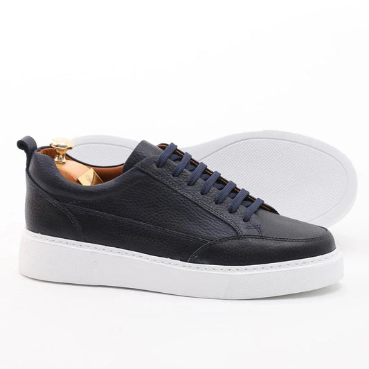 Blue Milled Leather Sneakers