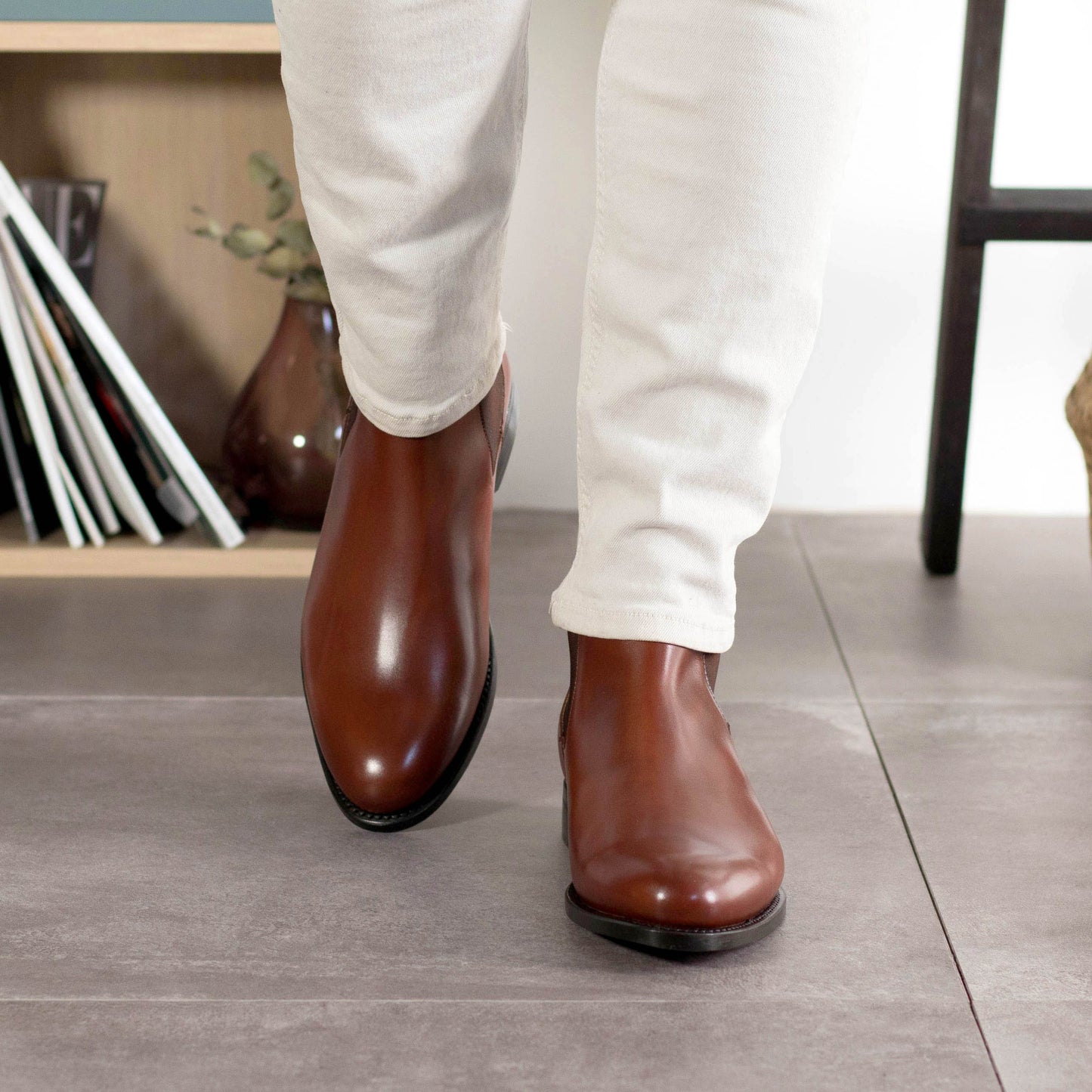 Med Brown Box Calf Chelsea Boots
