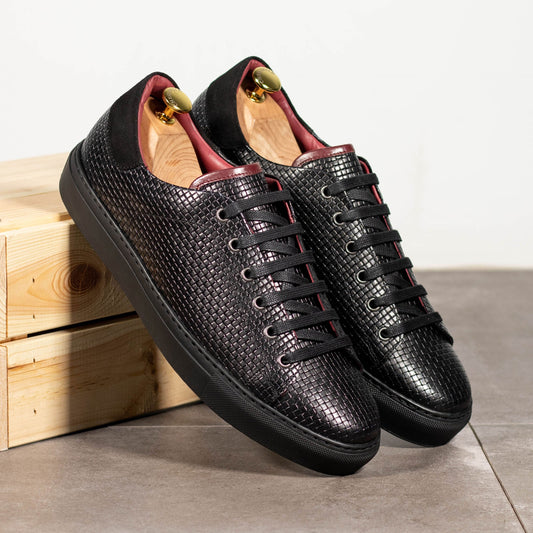 Black Painted Calf Lux Suede Sneaker 5867