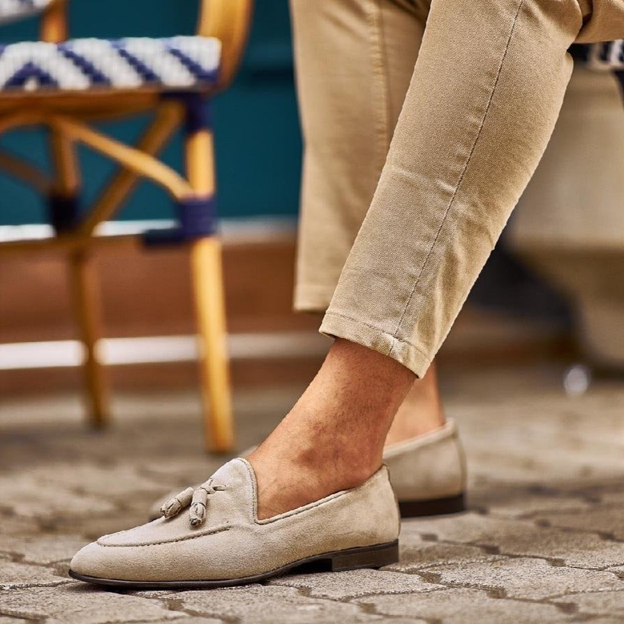 Beige Suede Tassel Loafer