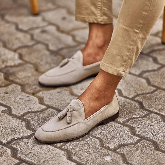 Beige Suede Tassel Loafer