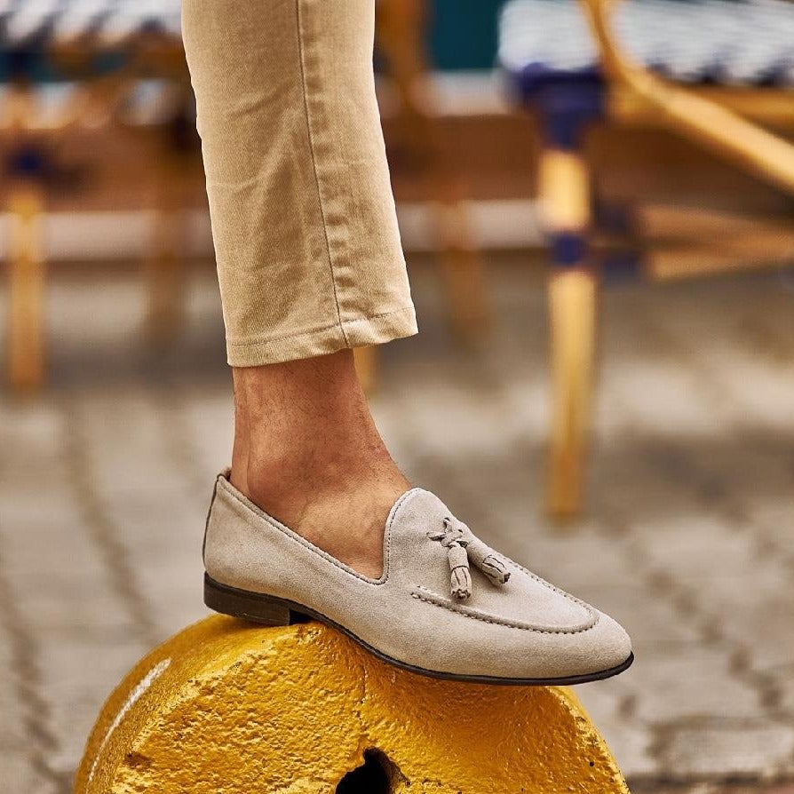 Beige Suede Tassel Loafer