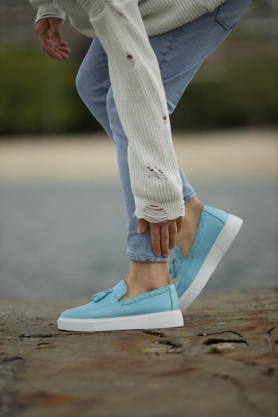 Blue Belgian Tassel Loafer