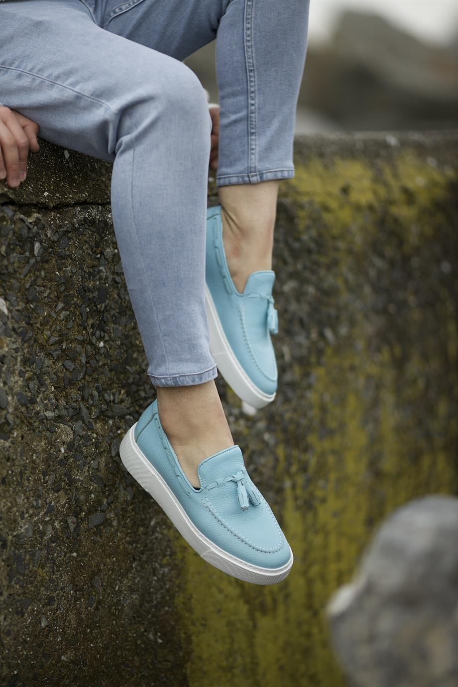 Blue Belgian Tassel Loafer