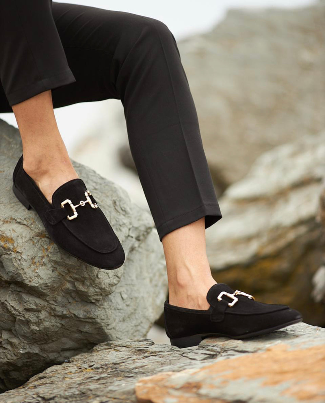 Black Lux Suede Loafers