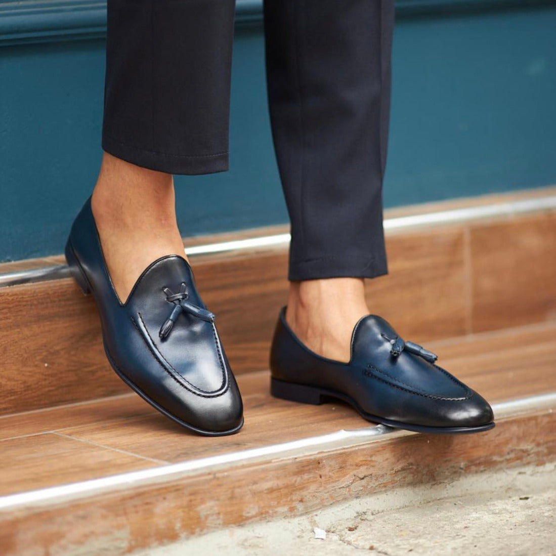 Blue Tassel Loafer