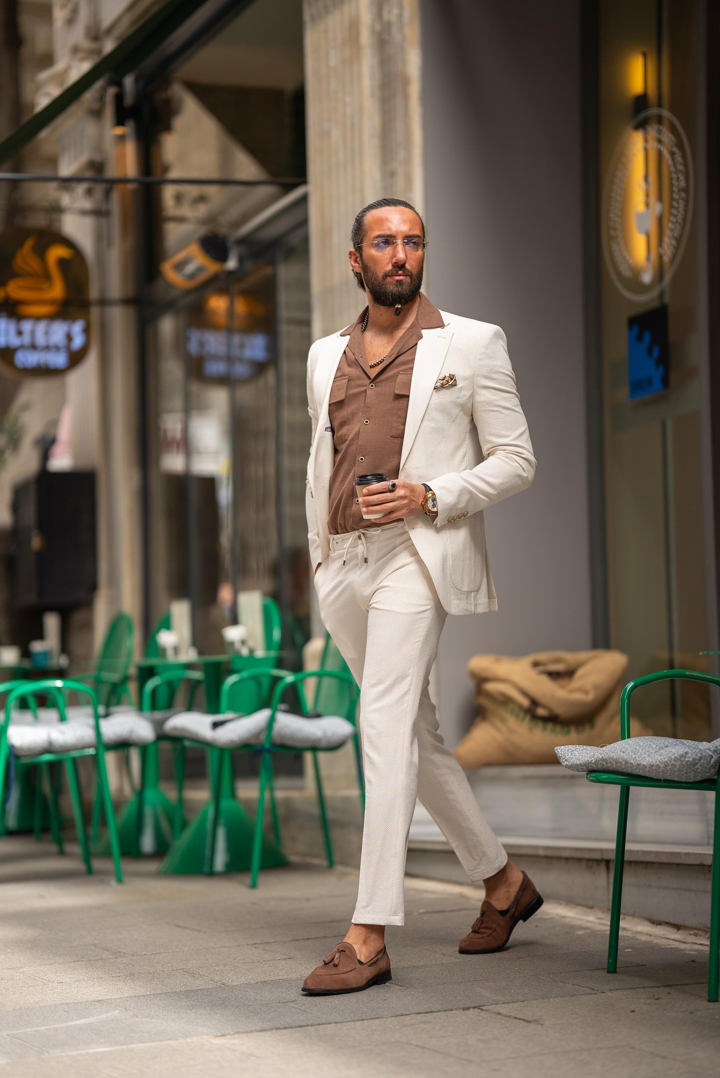 Beige Slim Fit Suit