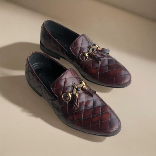 Brown Fully Diamond Loafer Bee