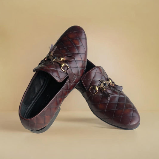 Brown Fully Diamond Loafer Bee