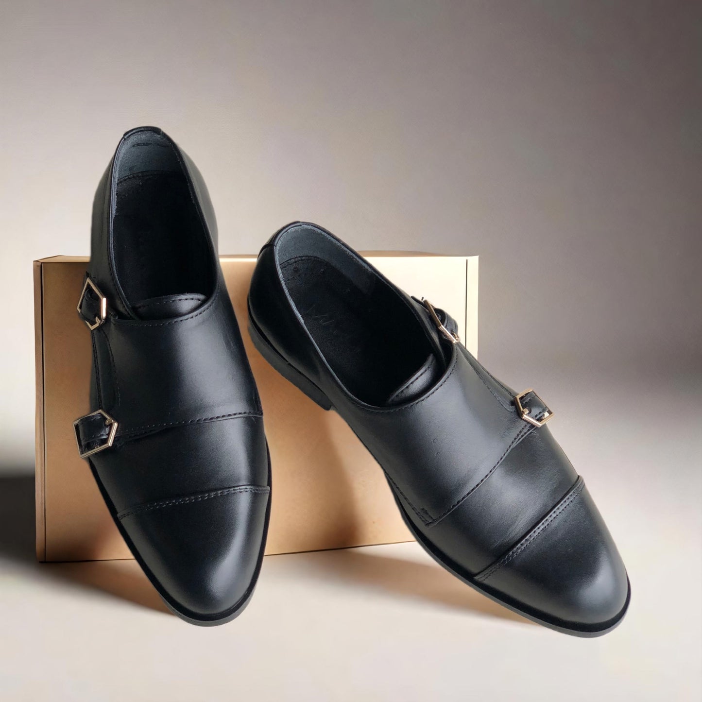 Black Double Monk Straps