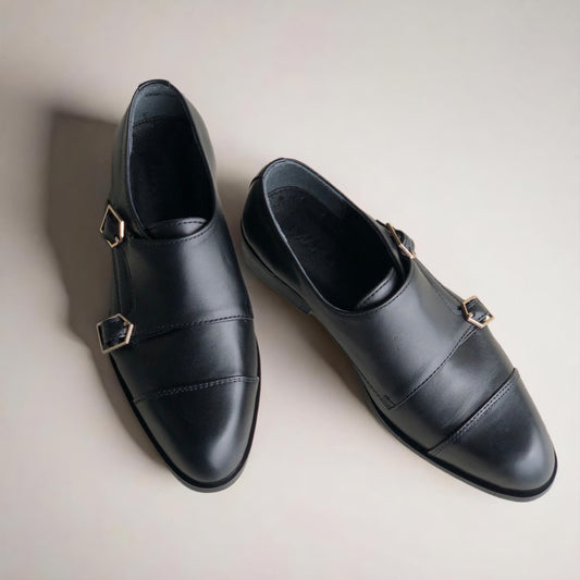 Black Double Monk Straps
