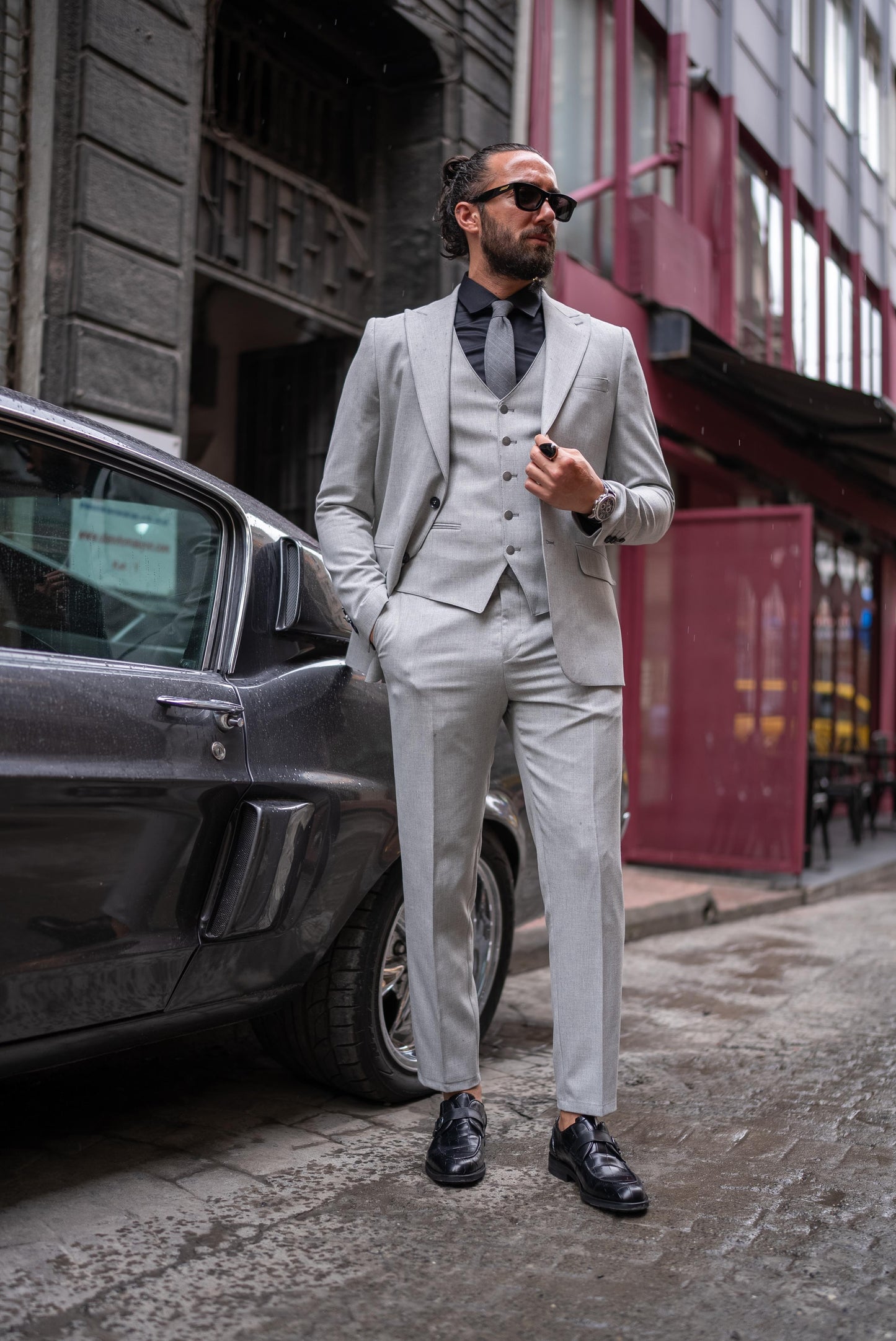 Grey Linen Slim Fit Suit