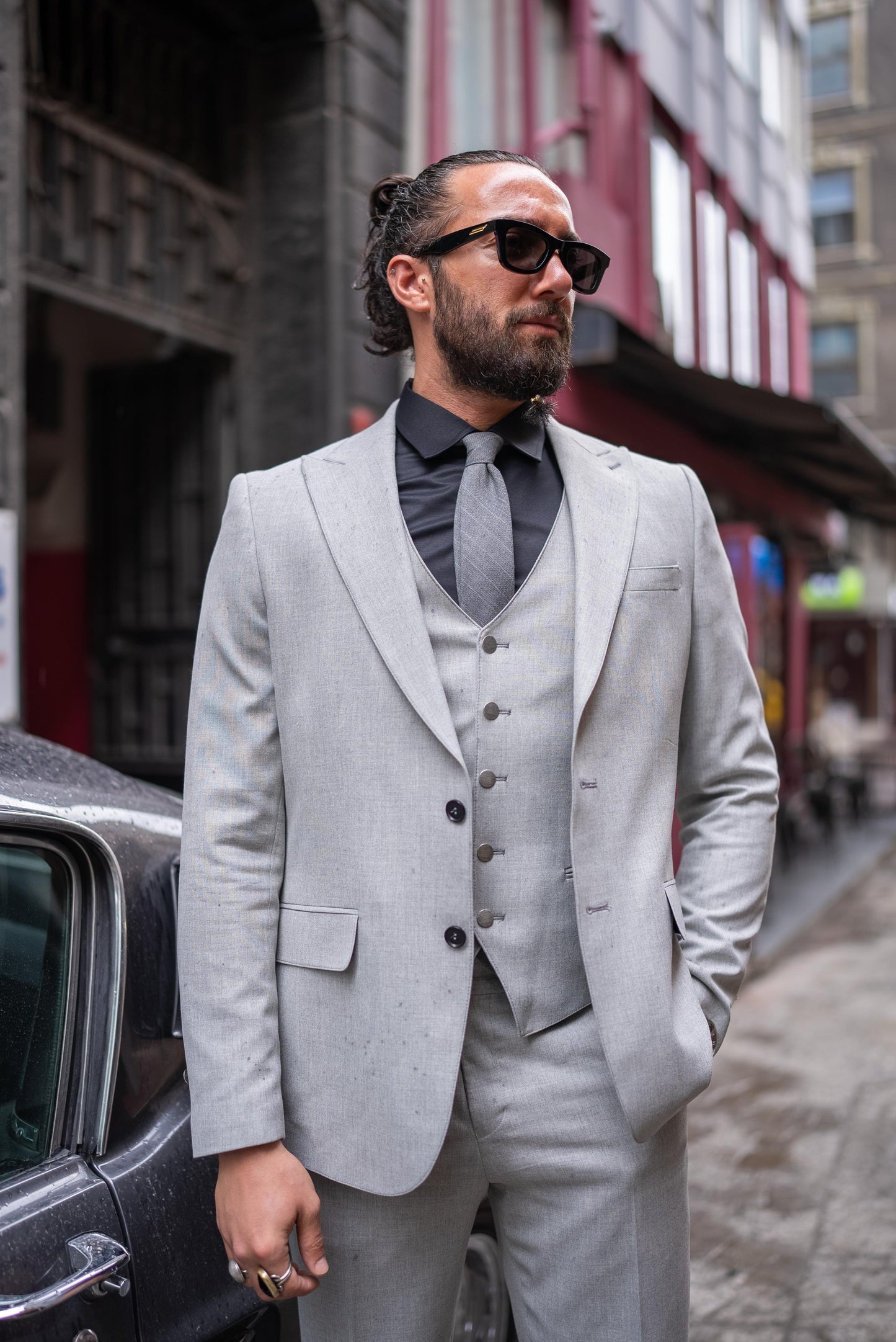 Grey Linen Slim Fit Suit
