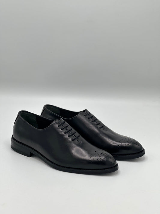 Black Whole Cut Toe Brogue