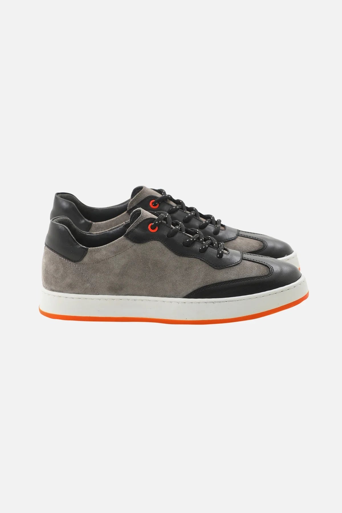 Grey Calf And Black Suede Sneakers