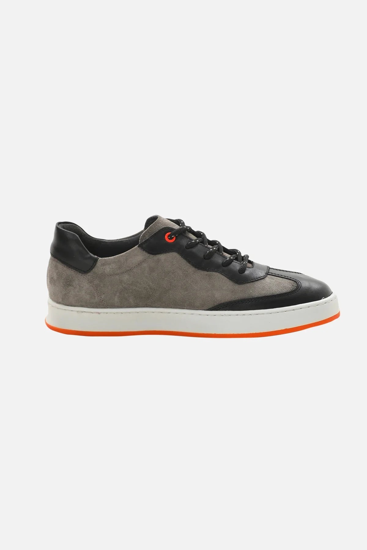 Grey Calf And Black Suede Sneakers