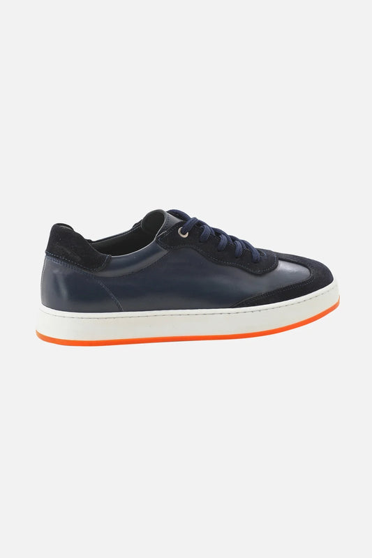 Blue Calf And Suede Sneakers