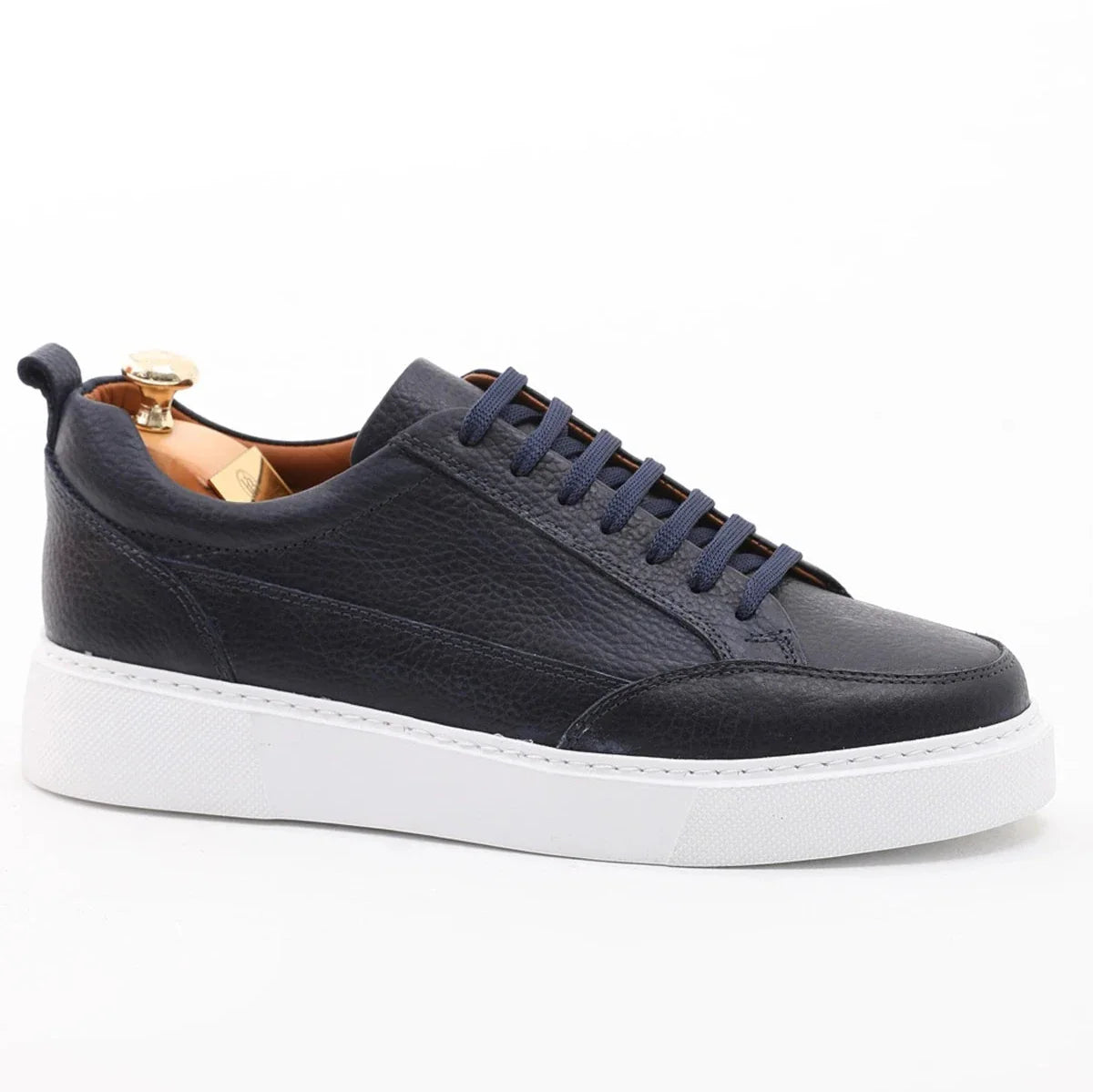 Blue Milled Leather Sneakers
