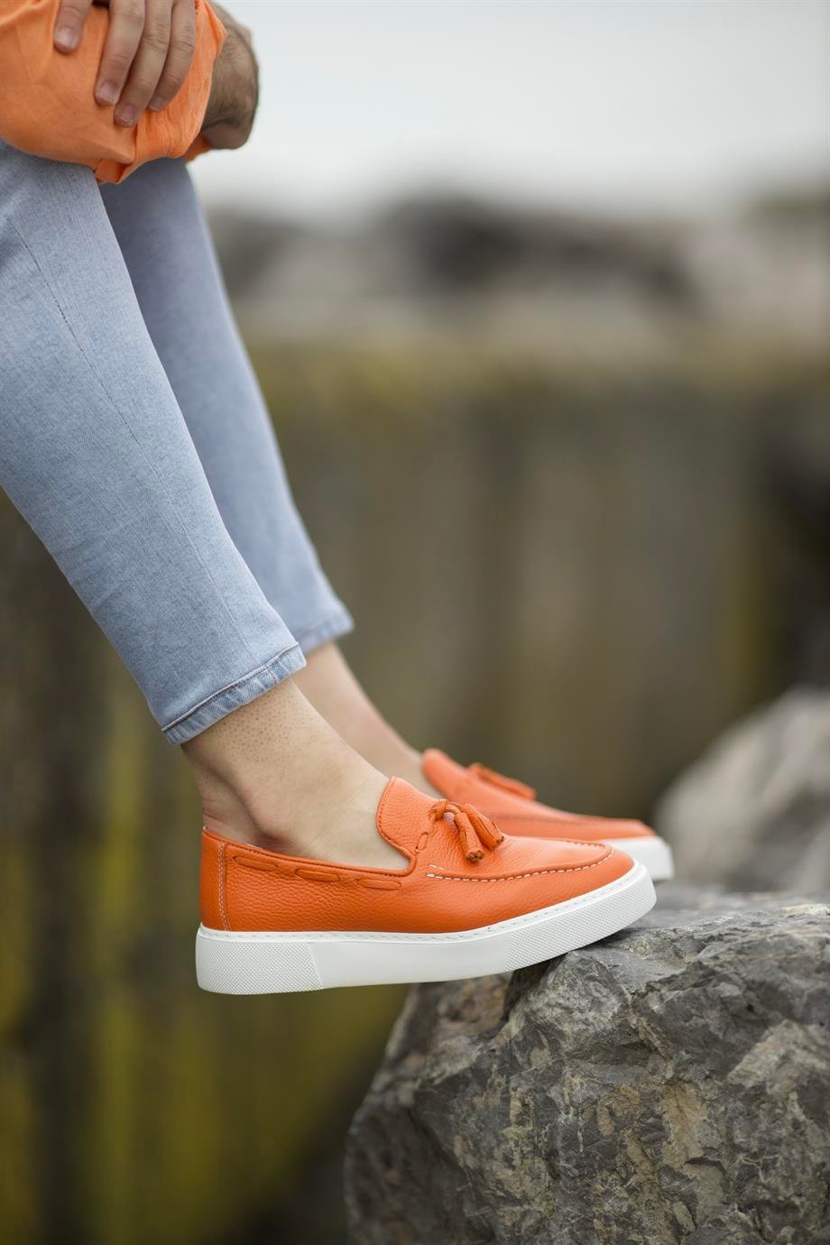 Orange Belgian Tassel Loafer