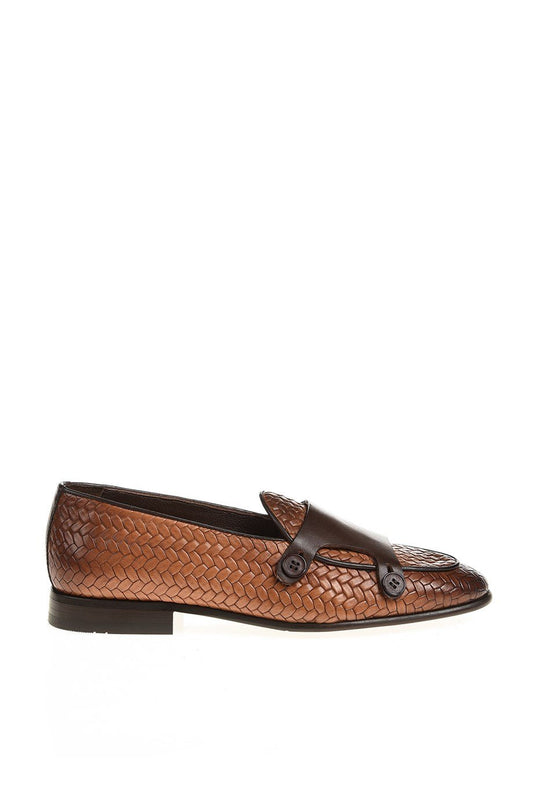 Tan Pattern Double Monk Mocassin